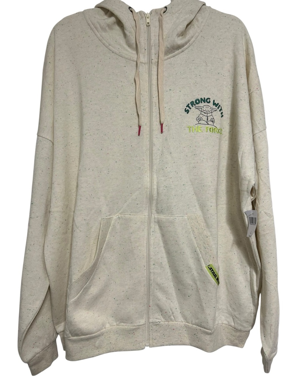 Disney Store Star Wars Grogu Choose Your Path Zip Hoodie Beige Speckled Large